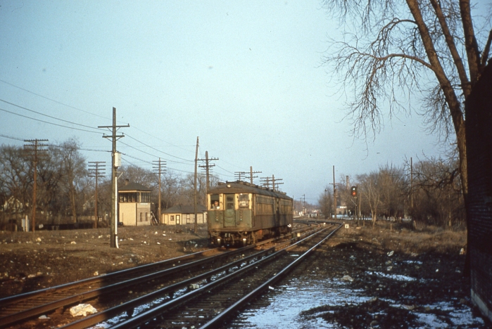 Looking east from DesPlaines avenue in Forest Park on March 18, 1956, near where the Garfield line crossed the B&O. (Photo by Ray DeGroote)