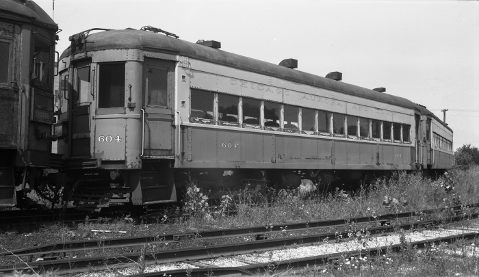 At least some ex-WB&A cars lasted until the end of CA&E service. Here we see car 604 (former WB&A 39) at Wheaton yard on June 25, 1961. (Author's collection)