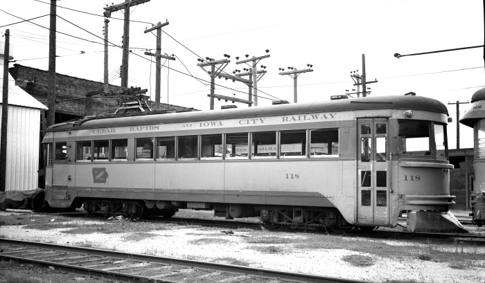 1930 Cincinnati & Lake Erie "Red Devil" #118, shown here in CRANDIC service in Iowa. In 1954, this car was sold to the Seashore Trolley Museum, where it is preserved today. (Author's collection)