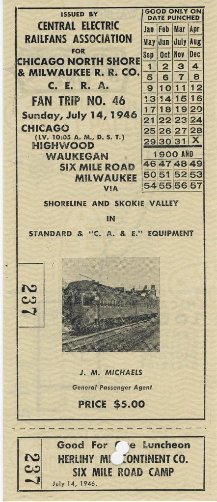 1946 CERA Fantrip ticket (Collection of John T. Csoka)