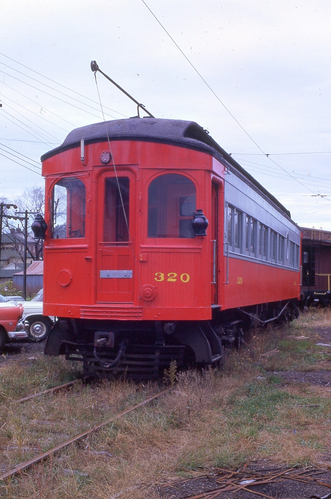 CA&E 320 was the last car moved off the property in early 1962. The car was purchased by the Iowa Chapter of NRHS and is shown here later that same year. It is now at the Midwest Electric Railway in Mount Pleasant, Iowa. (Author's collection)