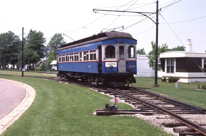 CA&E 319 in Ohio on the Columbia Park and Southwestern aka "Trolleyville USA" in 1984. This car is now at the Illinois Railway Museum. (Photo by David Sadowski)