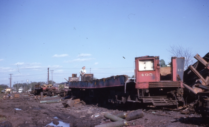What was left of CA&E 405 in 1963 at Wheaton. (Author's collection)