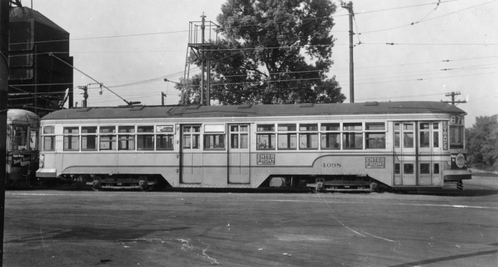 Again, what a shame that none of the Cleveland "Peter Witts" were saved. Here, we see CTS 4098 at the Euclid Car House on June 12, 1950. This car was scrapped on November 10, 1953. Car 4144 was sold to Norman Muller in 1954, and moved to his residence in South Lorain, where it was painted green and lettered "Arlington Traction Co." Muller had a whistle and pipe organ installed. Unfortunately, when the car came up for sale again, Gerald Brookins had just purchased an abundance of CA&E cars and took a pass. Thus the last Cleveland Witt was scrapped in 1962. (Author's collection)