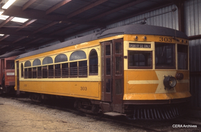 AE&FR car 303, sister to 304, at the Columbia Park and South Western (aka "Trolleyville USA") in November 1963, in this photograph by R. S. Short.