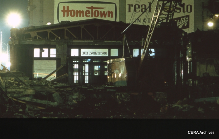The North Shore Line terminal in Milwaukee, as it was being demolished in 1964.