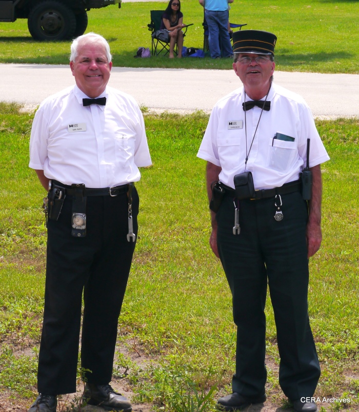 Brothers Dan and Chris Buck, who piloted the three-car train of CA&E steel cars at the IRM 2013 Trolley Pageant.