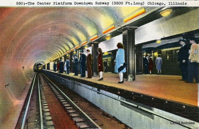 A "colorized" version of one of the Chicago Subway postcards from our earlier post. 3-D glasses not included.