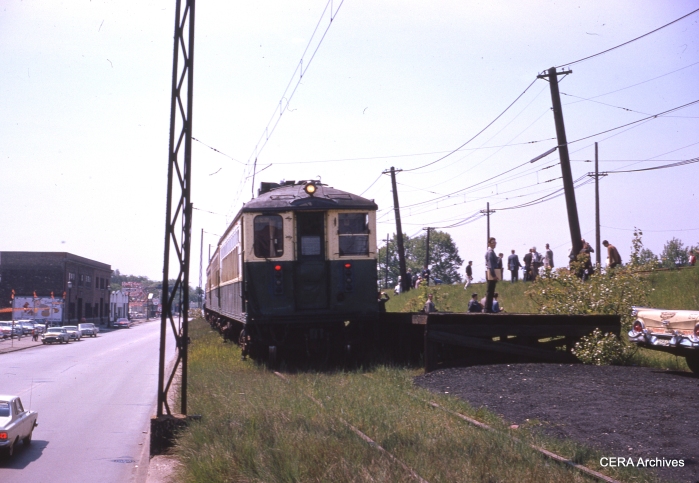 CTA 4259-4260 and 4287-4288 on the South Boulevard team track in Evanston, during CERA's 25th Anniversary fantrip on May 26, 1963.