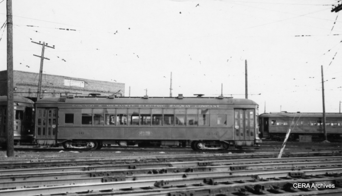 North Shore city streetcar 356 in August 1949. Sister car 354 is now preserved at the Illinois Railway Museum.