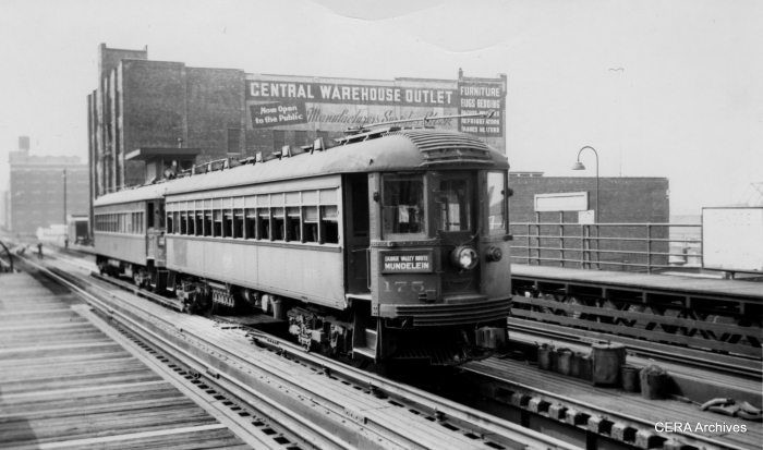 CNS&M 175 at Roosevelt Road in August 1949, during the years when the North Shore practically had this station all to itself.