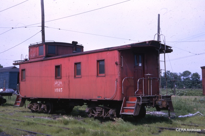 CNS&M caboose 1005 at North Chicago Junction on June 16, 1962. (Photo by W. A. Gibson)