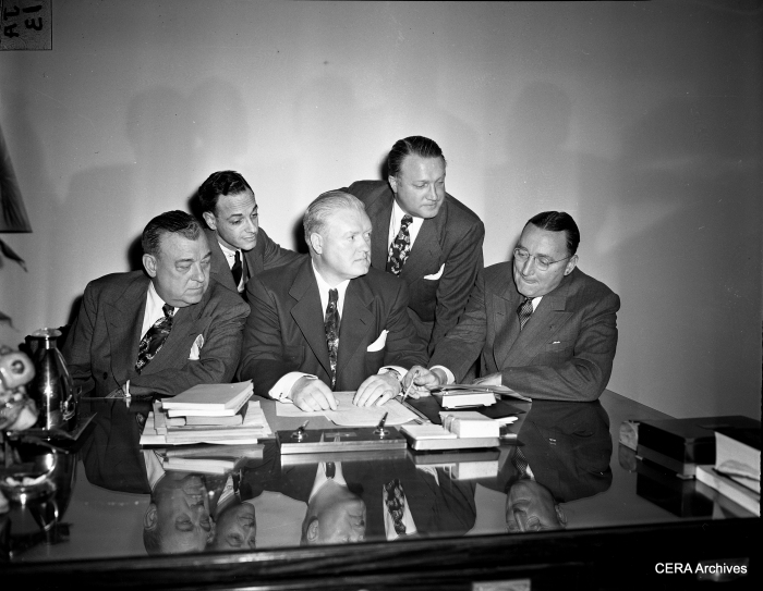 1949: "Chicago officials discuss Congress Highway plans." (Photographer unknown)