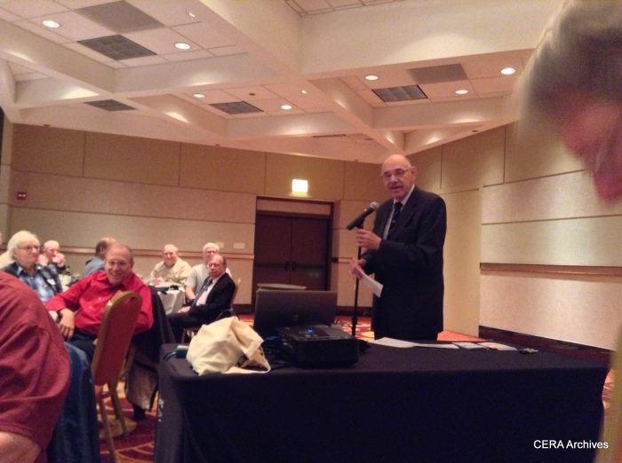 Master of Ceremonies Ray DeGroote at the 75th Anniversary Banquet/Program. (Photo by Diana Koester)