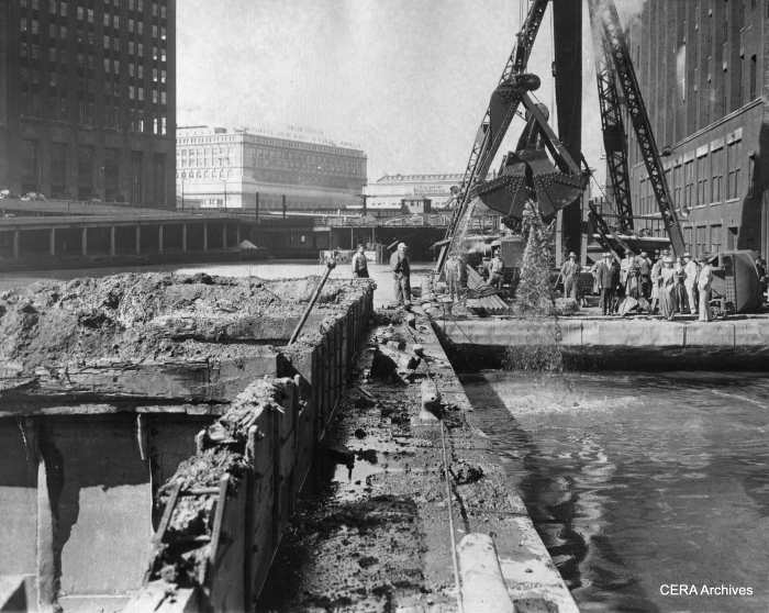 September 22, 1947 - "End Subway Hunt. The lost is found! Armed with steel claw, crane strikes pay dirt after three swings and locates remains of unused 200-foot tunnel in river near Congress st. Tube will be sealed to prevent interference with new Congress st. subway." (Photographer unknown) What tunnel was this?