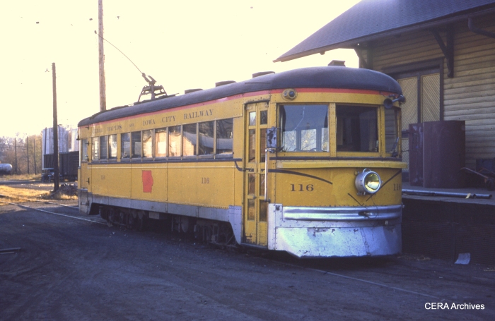 CRANDIC 116 (ex-C&LE) in Iowa City on October 26, 1952. (Photographer unknown)