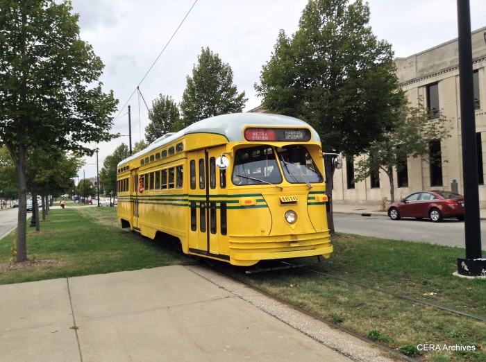 Cincinnati cars actually used two trolley poles, much as trolley buses do. The city was afraid that grounding the electricity through the track would somehow electrify underground pipes. (Photo by Diana Koester)