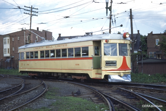 An LVT 1000-series car (ex Cincinnati & Lake Erie). These cars provided the bulk of Liberty Bell Limited service from 1939 until abandonment in 1951. (Photographer unknown)