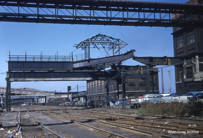 #1 - "Remnants of the Swift & Co. station on the Stockyards branch." This photo was taken about one year after CTA service ended on October 7, 1957. (Photo by Charles L. Tauscher, Wien-Criss Archive)
