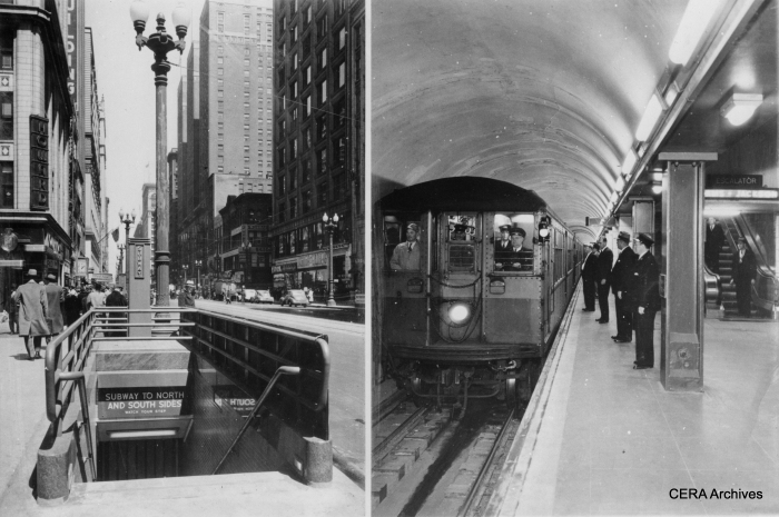 Chicago's State Street subway as it looked upon opening in 1943. (Photographer unknown)