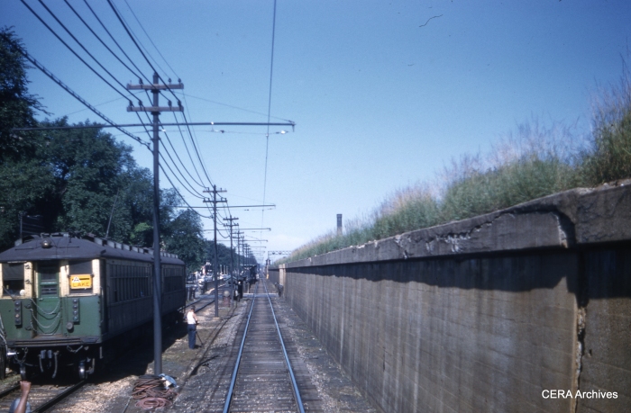 That wall looks pretty close in this July 5, 1960 view from the "railfan seat." (Photographer Unknown)