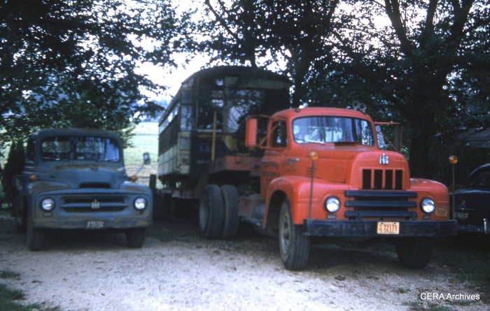 141 being delivered to the farm owned by Mrs. Lena Gnas. (Photo by Charles L. Tauscher)
