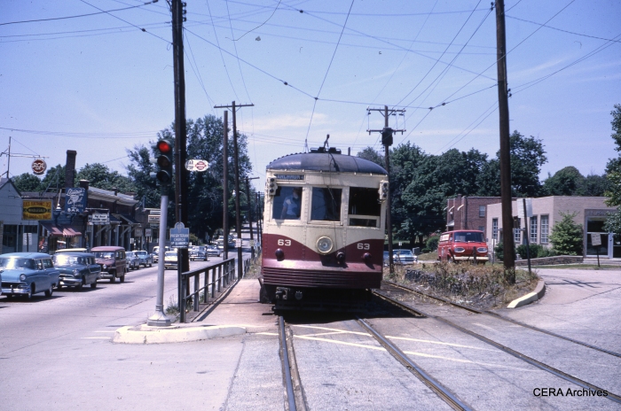 Philadelphia Suburban car 63 at Llanerch Junction on May 30, 1964. (Photographer unknown)