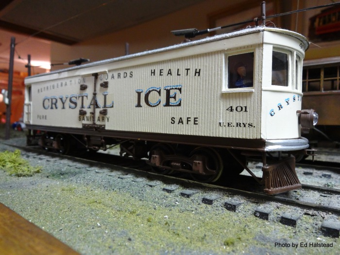 The absolutely beautiful scratch built ice car was built by Don Idarius. It is now owned by his son Kevin. This is a model you cannot get enough of. In making the model Don even had the graphics made as an individual special order decal. Anyone for some ice cubes?