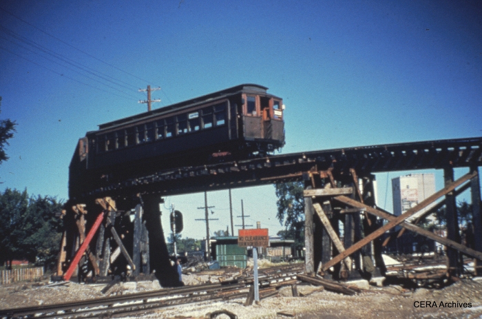 CTA and CA&E used grade-separated turnback loops at DesPlaines Avenue from 1953-57. (Photographer unknown)