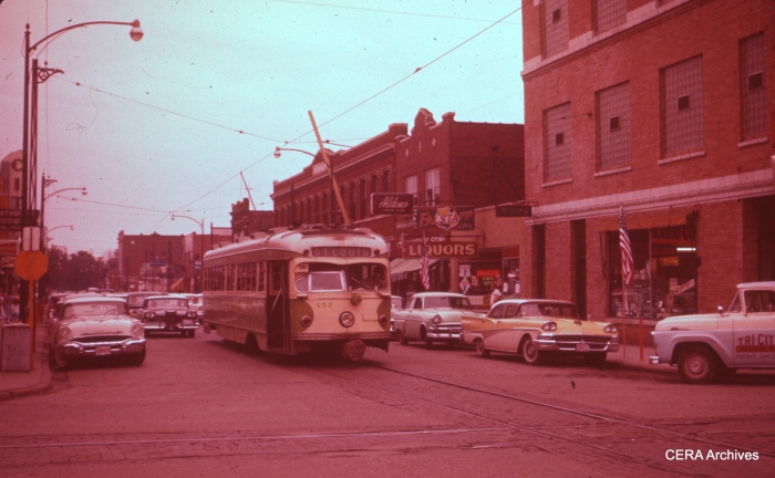 IT 457 is St. Louis-bound in this late 1950s view in Granite City. It couldn't be any earlier than September 1957, since there is a 1958 Edsel in view. (Photographer unknown - CERA Archives)