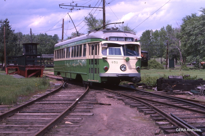 IT 451 at the Connecticut Trolley Museum (sometimes referred to as "Warehouse Point") in June 1979. (Photographer unknown - CERA Archives)
