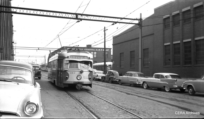 IT 454 north of the subway entrance in St. Louis, Missouri on March 1, 1956. (Photographer unknown - CERA Archives)