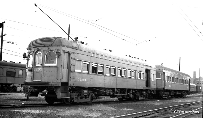 A three-quarter view of IT 1203 as it appeared in Springfield, Illinois, on June 11, 1953. (Photographer unknown - CERA Archives)
