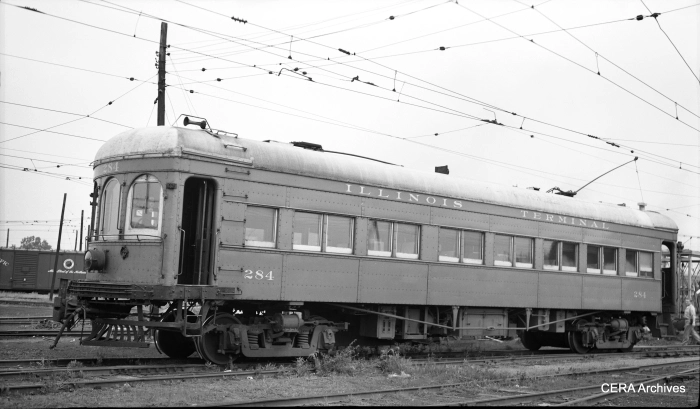A three-quarter view of IT 284 taken in Springfield, Illinois, on June 11, 1953. (Photographer unknown - CERA Archives)