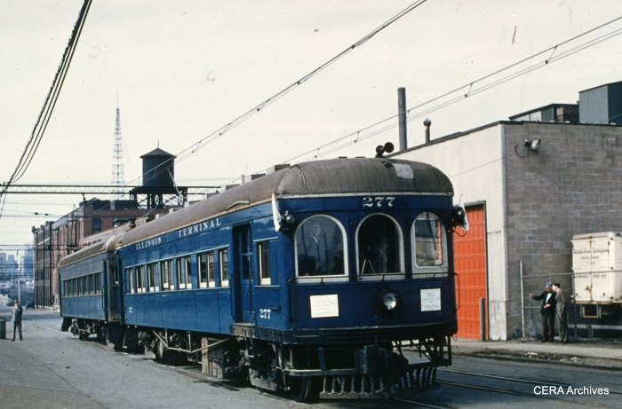 IT 277 and train in St. Louis on April 20, 1952. This car is now preserved at the Illinois Railway Museum. (Photographer unknown - CERA Archives)