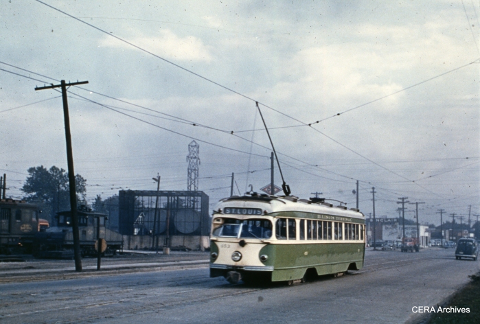 IT double-end PCC 453 in Granite City on October 6, 1950. (Photographer unknown - CERA Archives)