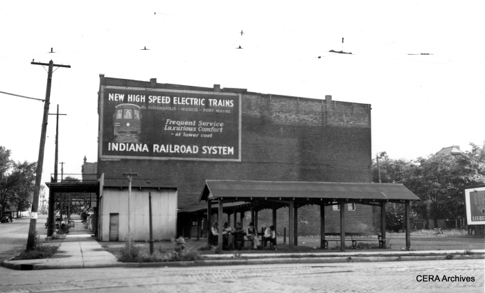 The passenger waiting area in Anderson. The line between Indianapolis and Anderson was the last segment of the once-great interurban to be abandoned in 1941, as the result of a fatal head-on crash. (Photographer unknown - CERA Archives)