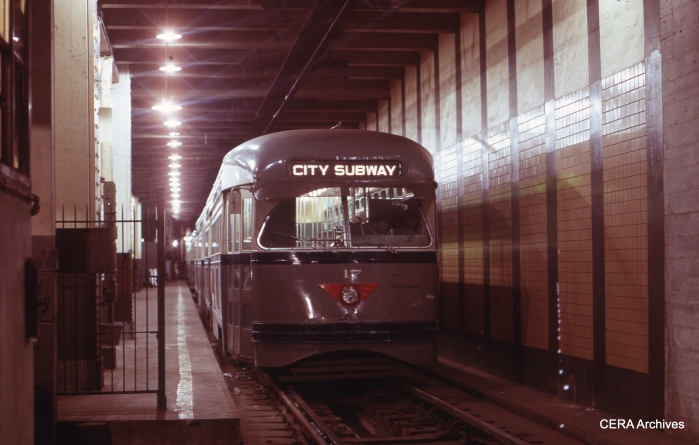 PCC 17 at Penn Station on January 22, 1971. (Photographer Unknown - CERA Archives)