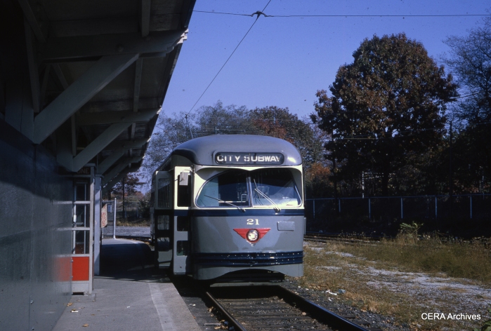 PCC 21 at Franklin Avenue in November 1964. (Photographer Unknown - CERA Archives)