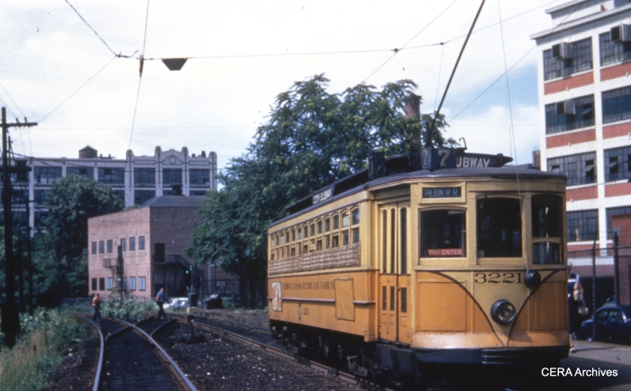 Car 3221 at Orange Street on July 11, 1952. (Photographer Unknown - CERA Archives)