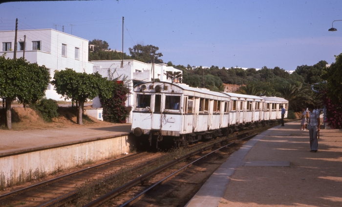 SNT/TGM cars 1-44-12 in Tunis at La Corniche on July 26, 1976. (Ray DeGroote Photo)