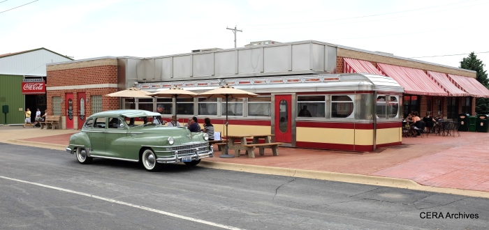 A 1948 Chrysler parked outside the IRM Diner.