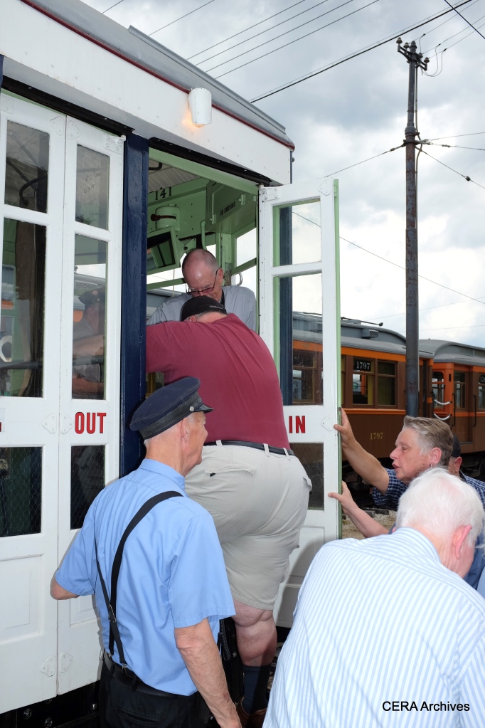 Fans board the 141 for its first trip in revenue service since 1948.