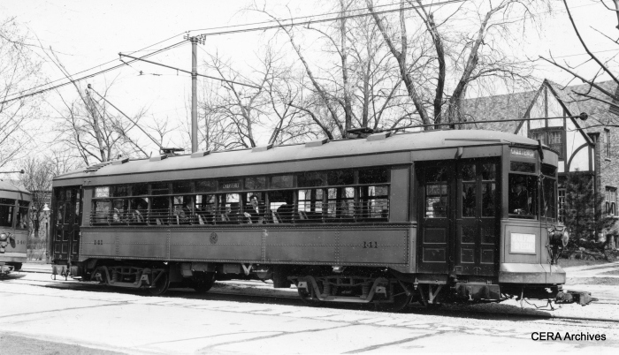 Chicago & West Towns Railways 141 on a CERA fantrip, April 23, 1939. (Lamar M. Kelley Photo)