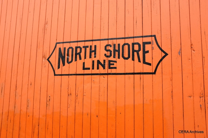 The famous North Shore Line logo on car 229. (David Sadowski Photo)