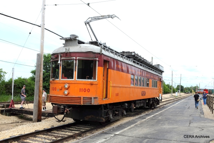 According to Don's Rail Photos, "1100 is the ultimate line car. It was built by St. Louis Car in 1926 as combine 376 for the Indiana Service Corp. It became Indiana RR 376 in 1930 and was rebuilt with an RPO compartment in 1935. After abandonment of the IRR, this car, along with 375 and 377 came to the South Shore. The other 2 cars were built into baggage trailers, but the 376 waited until 1947 to be rebuilt into the 1100." (David Sadowski Photo)