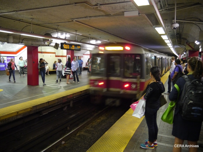 An Alewife-bound Red Line train at Park Street.