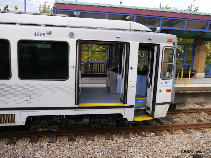 An unusual view of car 4225, at the Library station on October 5, 2014.